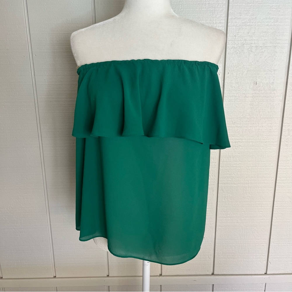 Green Two Tier Strapless Top